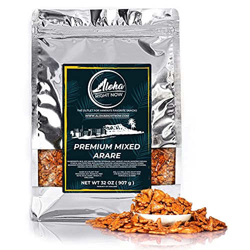 Aloha Right Now Premium Mixed Arare Rice Crackers Mochi Crunch Japanese Hawaiian Style Asian Snack Mix 32oz