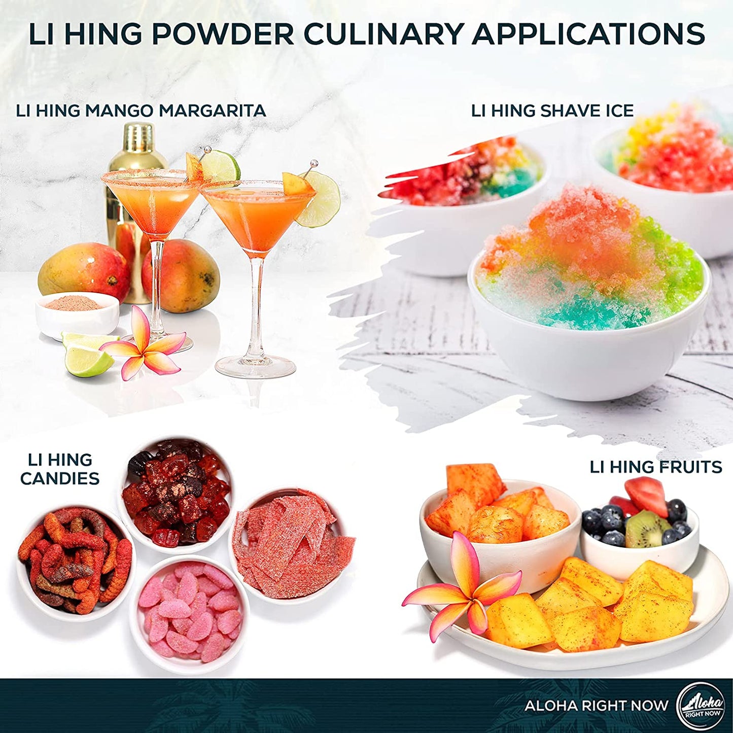 Aloha Right Now Authentic Li Hing Mui Powder 6 oz - for flavoring fruits, candy, & cocktail drinks