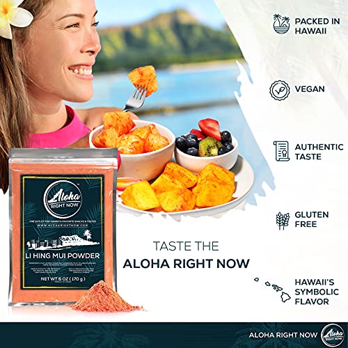 Aloha Right Now Authentic Li Hing Mui Powder 6 oz (Pack of 2) - for flavoring fruits, candy, & cocktail drinks