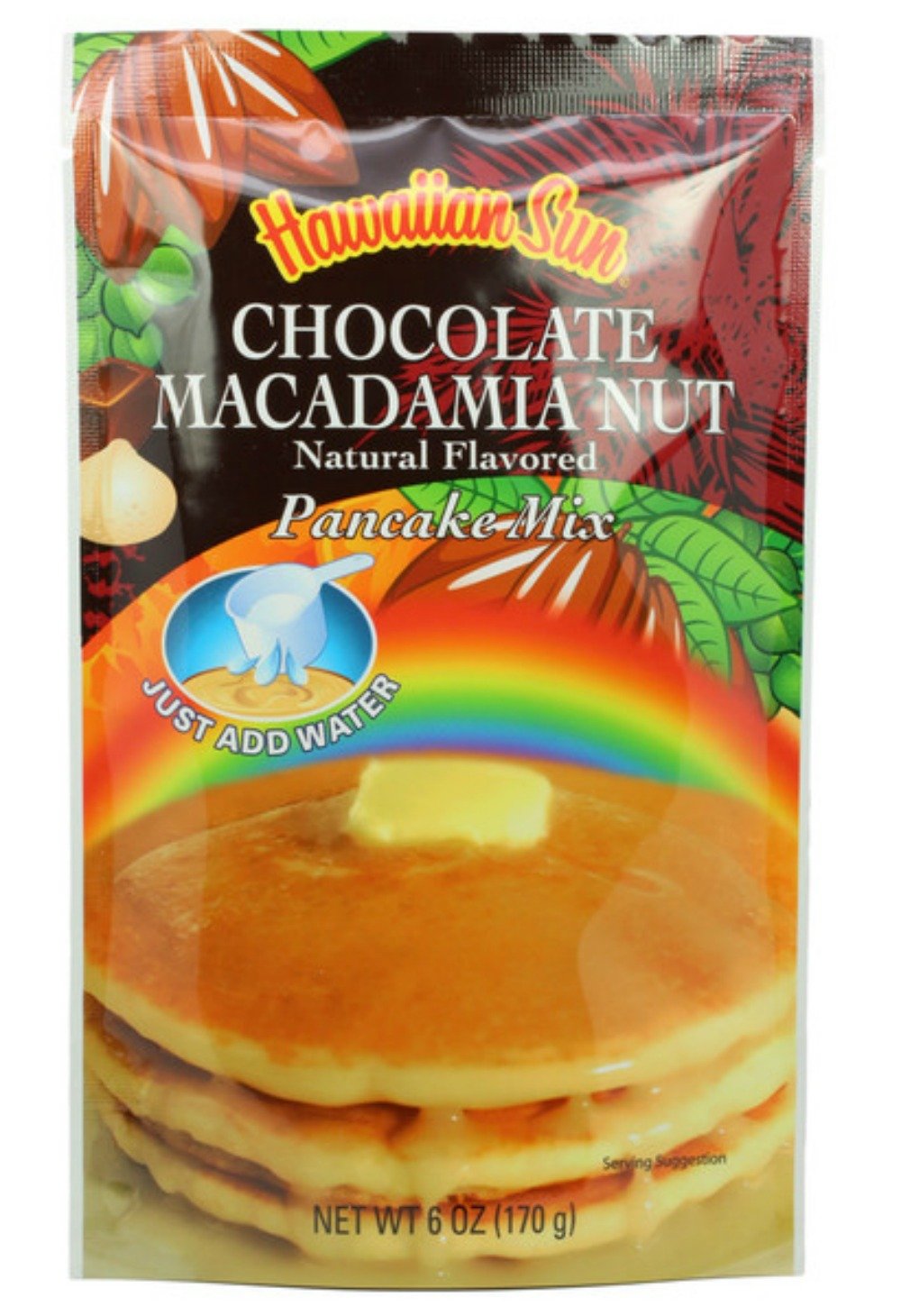 Hawaiian Sun 5 Pack Assorted Pancake Mix: Chocolate Mac, Passion Fruit, Banana Mac Nut, Coconut Pineapple, Strawberry Guava