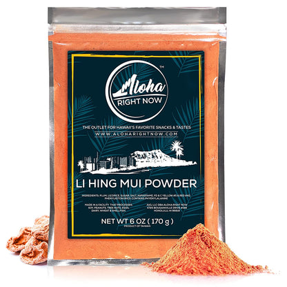 Aloha Right Now Authentic Li Hing Mui Powder 6 oz - for flavoring fruits, candy, & cocktail drinks