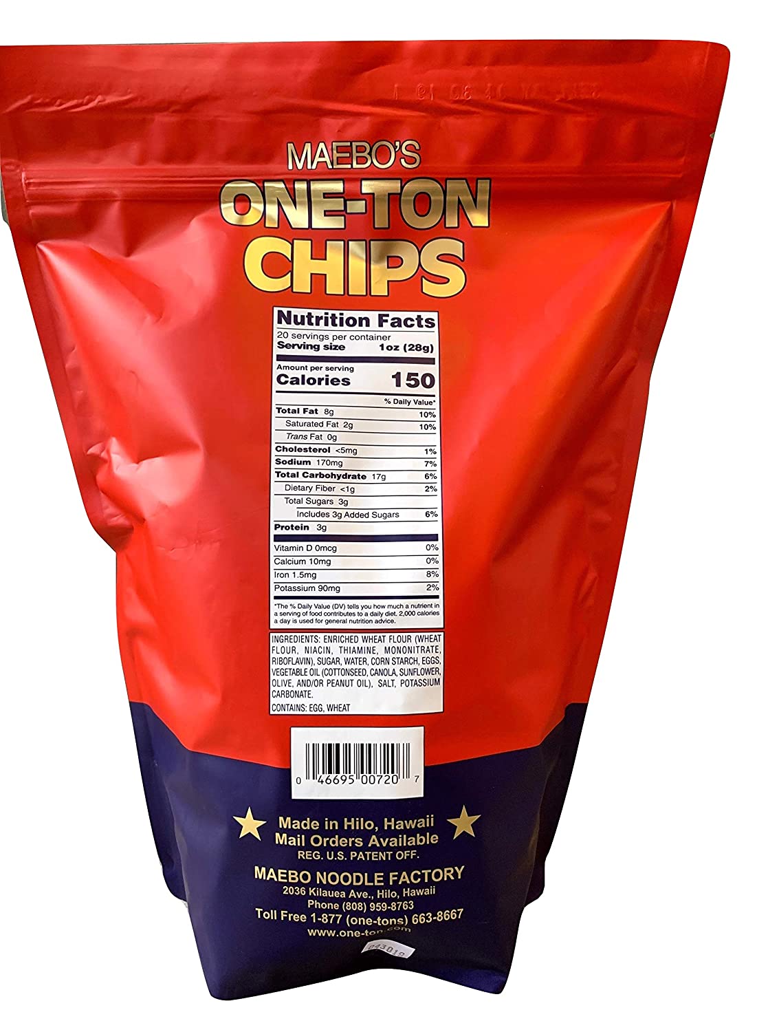 ONE-TON Chips, Large bag - 20 ounce (567g)