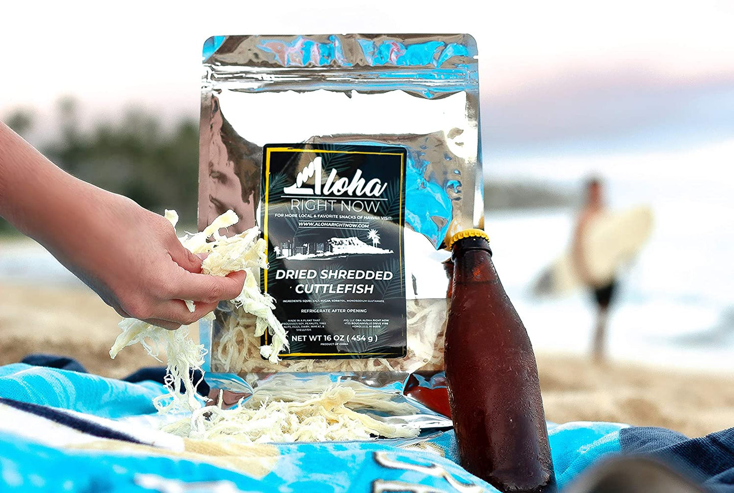 Aloha Right Now Tasty Dried Shredded Cuttlefish | Japanese Asian Hawaiian Style Seafood Squid Jerky Snack | 1 Lb 16oz