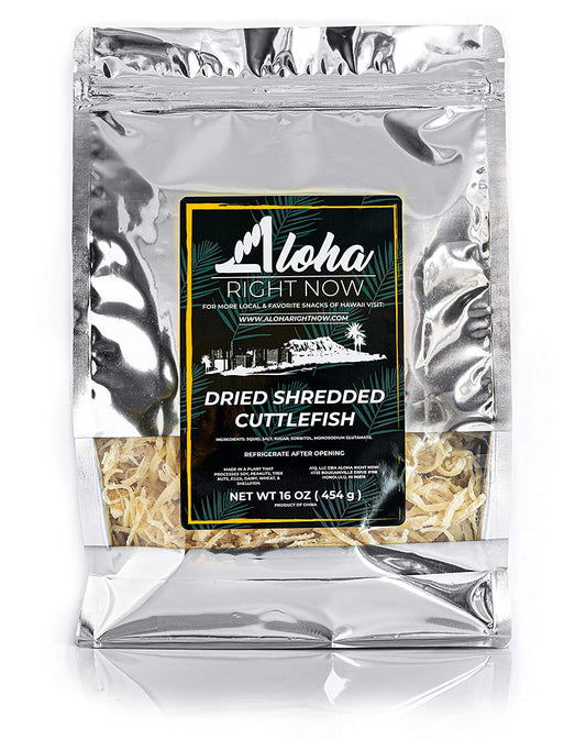 Aloha Right Now Tasty Dried Shredded Cuttlefish | Japanese Asian Hawaiian Style Seafood Squid Jerky Snack | 1 Lb 16oz