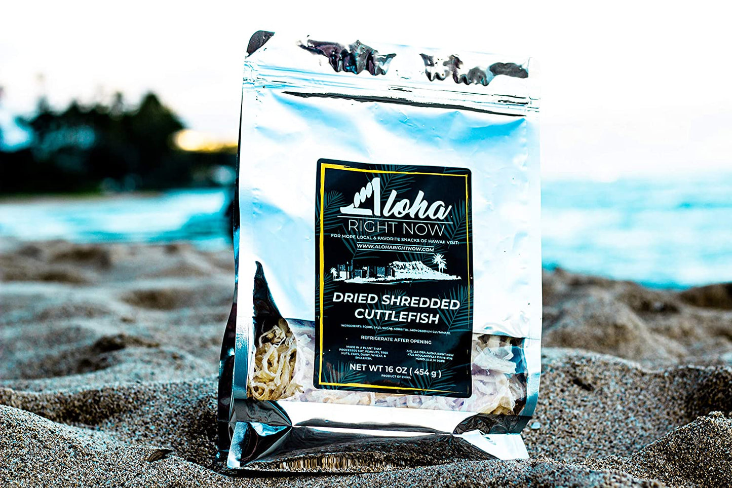 Aloha Right Now Tasty Dried Shredded Cuttlefish | Japanese Asian Hawaiian Style Seafood Squid Jerky Snack | 1 Lb 16oz