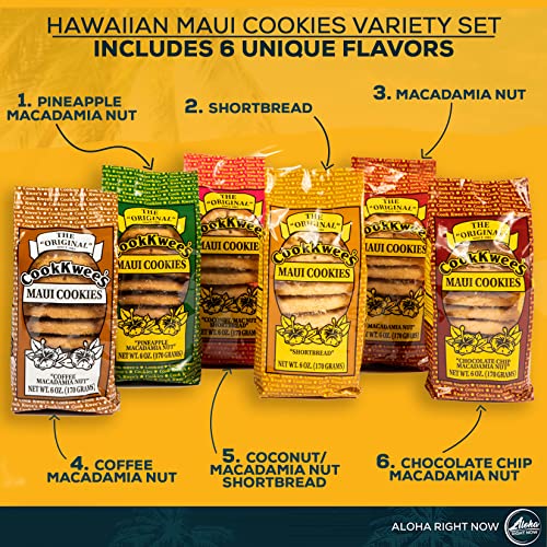 Aloha Right Now Hawaiian Cookies Variety(Pack of 6) Maui CookKees Cookies
