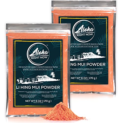 Aloha Right Now Authentic Li Hing Mui Powder 6 oz (Pack of 2) - for flavoring fruits, candy, & cocktail drinks