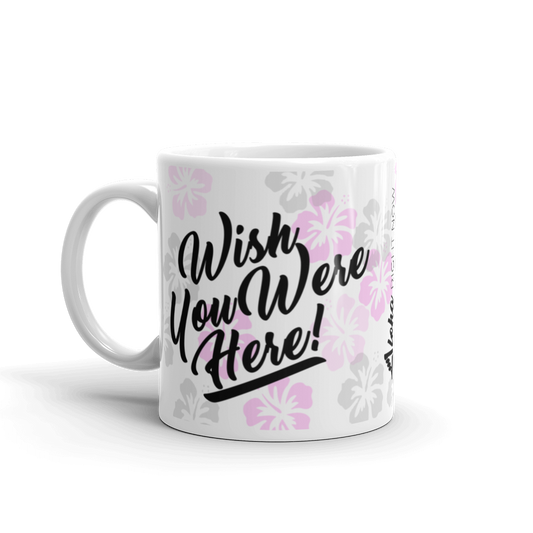 Wish You Were Here Pink Hibiscus Mug